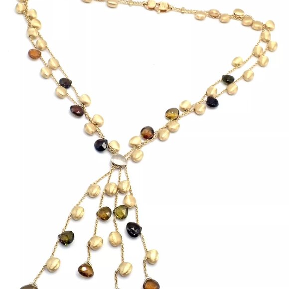 Authentic! Marco Bicego 18k Yellow Gold Confetti Diamond Topaz Tassel Necklace - Picture 10 of 14